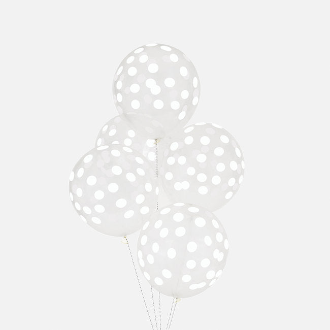 Balão Latex Estampado Transparente com Confettis Brancos