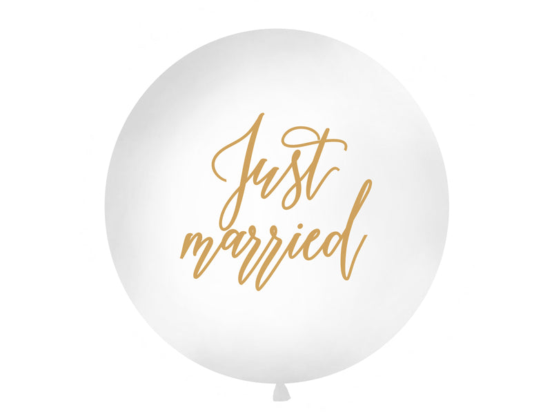 Just Married Giant Latex Balloon - Golden