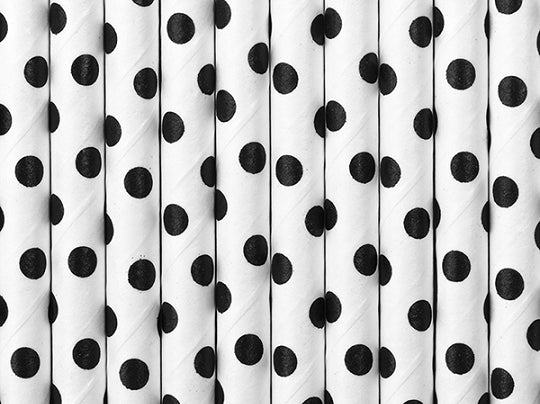 Black polka dot card straws