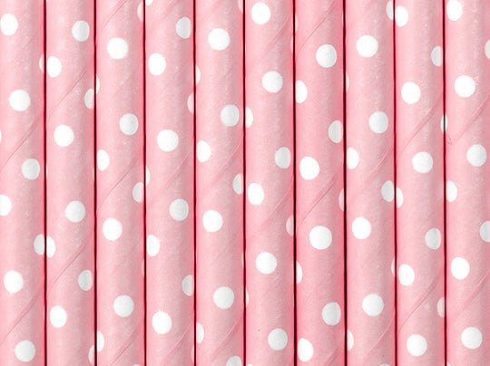 Pink card straws with polka dots