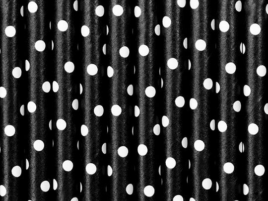 Black cardboard straws with polka dots