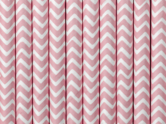 Light pink chevron card straws
