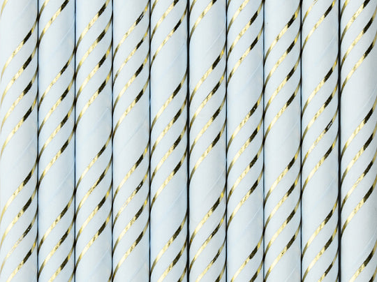 Blue and gold card straws