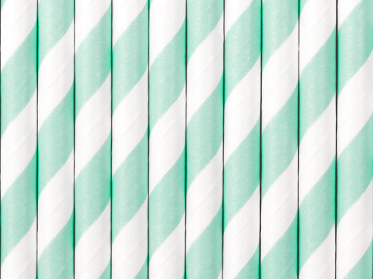 Sky blue striped card straws