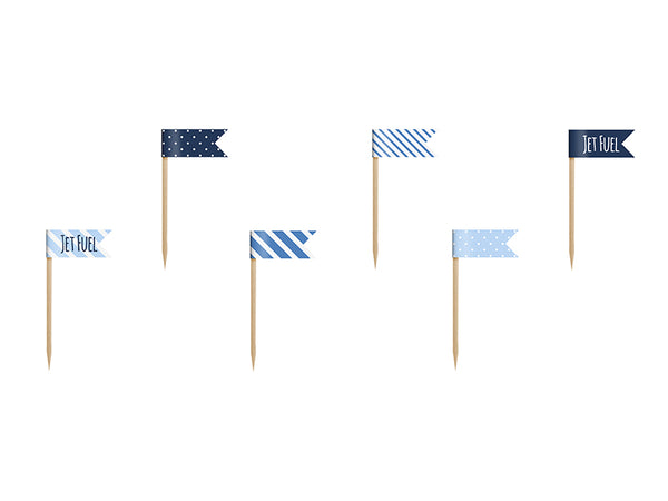 Cupcake Toppers Mini Blue Flags
