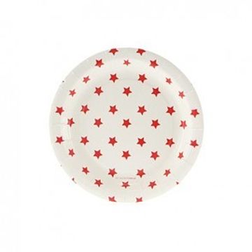 Pratos Brancos com Estrelas Vermelhas