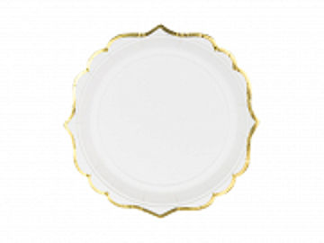 White dishes with golden frame