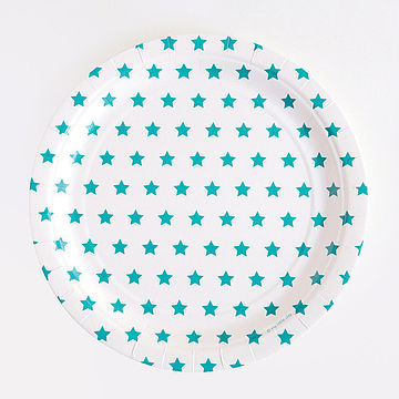 Pratos Brancos com Estrelas Azuis