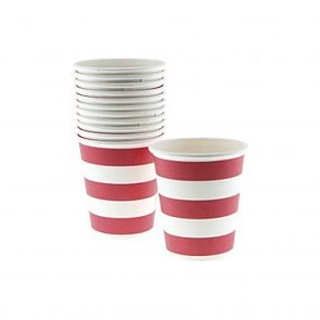 White Cups with Red Stripes