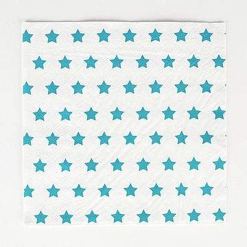 Guardanapos Brancos Estrelas Azuis