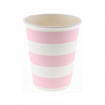 White Cups Pink Stripes